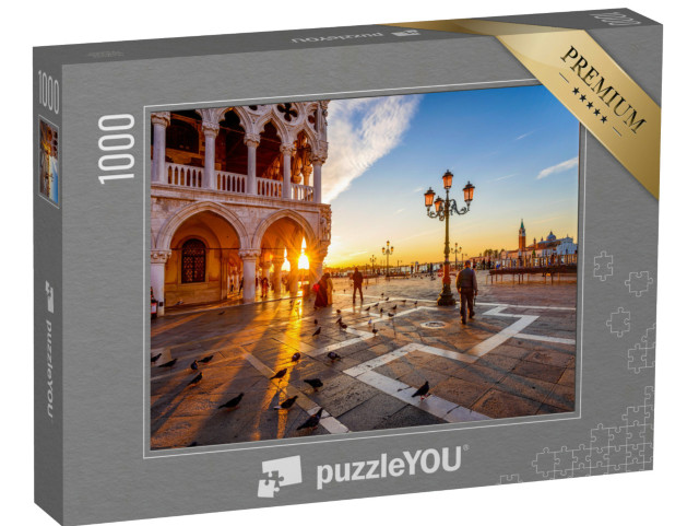 Puzzle 1000 Teile „Markusplatz und Dogenpalast im Sonnenaufgang, Venedig, Italien“