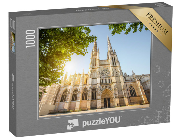 Puzzle 1000 Teile „Morgendlicher Blick auf die wunderschöne Pierre-Kathedrale in Bordeaux City, Frankreich“