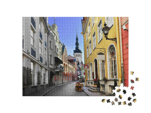 Puzzle 1000 Teile „Malerische Altstadt von Tallinn, Estland“