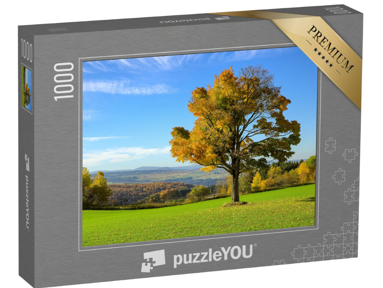 Puzzle 1000 Teile „Herbstlicher Baum im Erzgebirge, Deutschland“