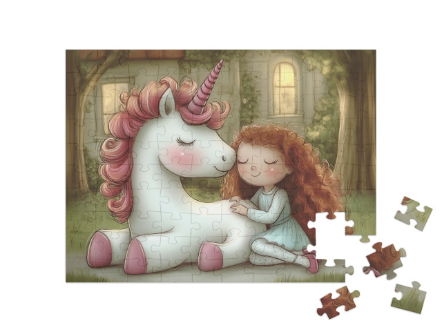 Puzzle 100 Teile „Die Prinzessin und ihr Einhorn-Pony“