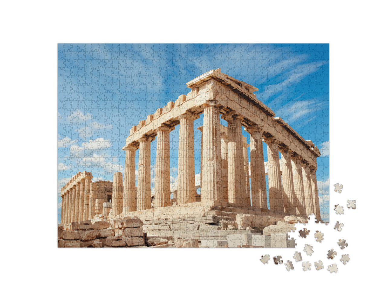 Puzzle 1000 Teile „Parthenon-Tempel an einem hellen Tag, Akropolis, Athen, Griechenland“