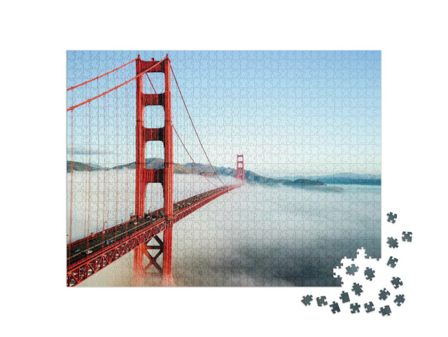 Puzzle 1000 Teile „Nebelverhüllt: Golden Gate Bridge, San Francisco“