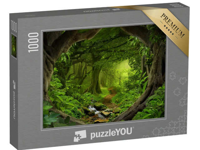 Puzzle 1000 Teile „Tiefer tropischer Dschungel mit Fluss in Südostasien“