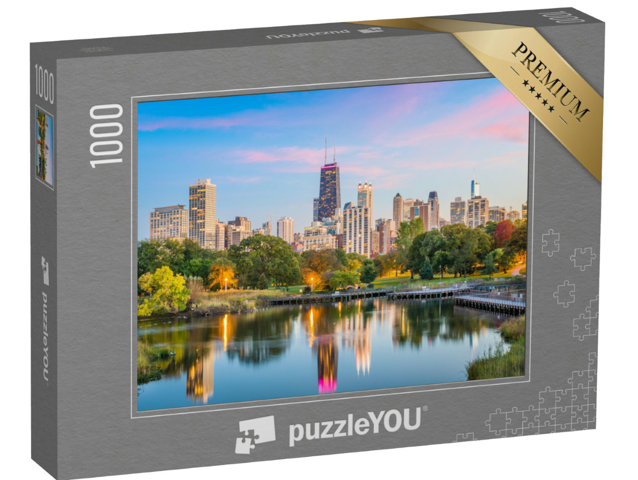 Puzzle 1000 Teile „Skyline von Chicago vom Lincoln Park aus, USA“