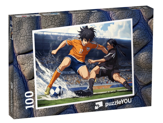 Puzzle 100 Teile „Fußball-Action: Dribbeln, Passen, Schießen“