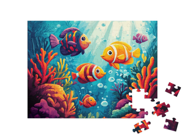 Puzzle 100 Teile „Bunte Fische im Korallenriff“