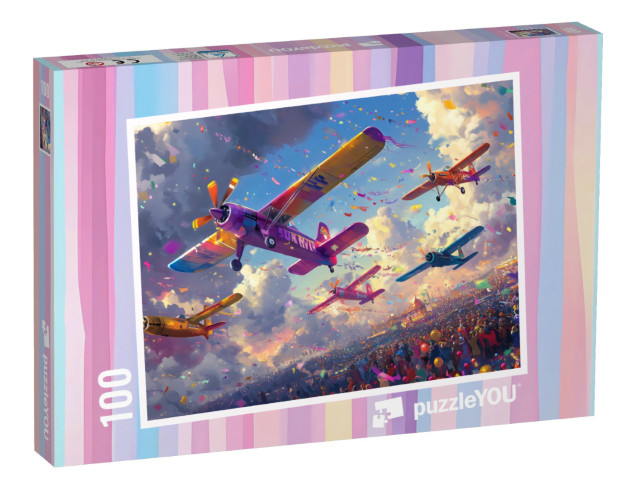 Puzzle 100 Teile „Die bunte Flugparty“