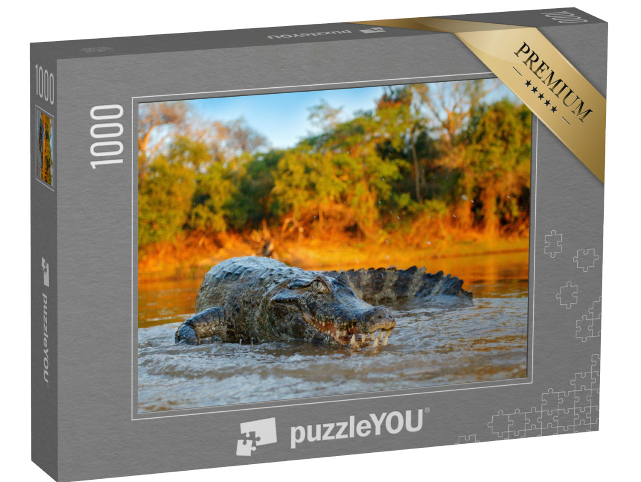 Puzzle 1000 Teile „Krokodil am Flussufer, Bolivien“