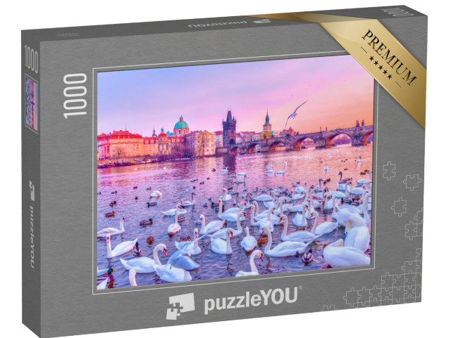 Puzzle 1000 Teile „Schwände auf der Moldau, Sonnenuntergang in Prag“