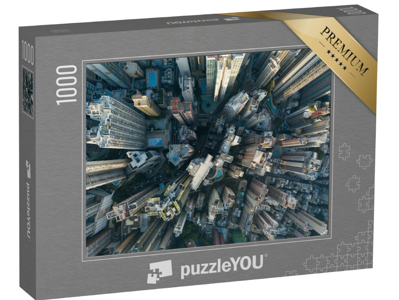 Puzzle 1000 Teile „Beeindruckende Ansicht von oben: Wolkenkratzer von Hongkong“