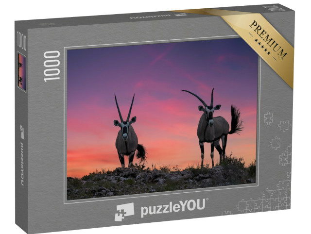 Puzzle 1000 Teile „Zwei große Antilopen mit spektakulären Hörner, Kalahari“