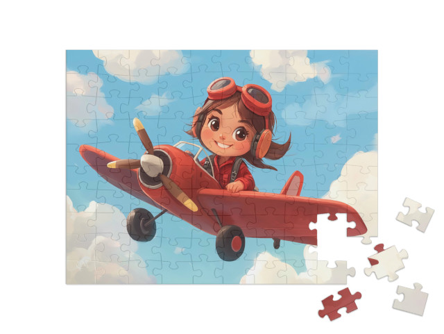 Puzzle 100 Teile „Pilotin Lisa auf Entdeckungsflug“