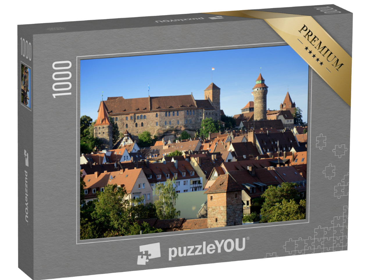 Puzzle 1000 Teile „Burg Kaiserburg in Nürnberg in Bayern, Deutschland mit Altstadt im Sommer“