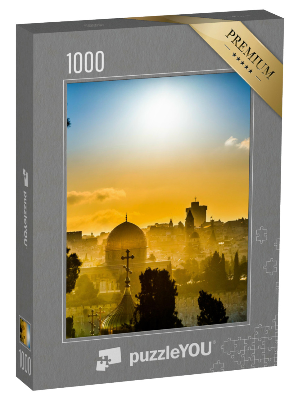 Puzzle 1000 Teile „Dächer von Jerusalem im goldenen Licht des Sonnenuntergangs“