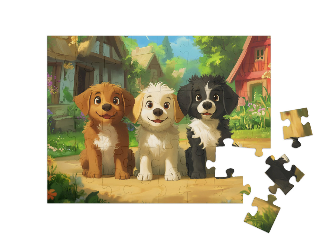 Puzzle 48 Teile „Spaß mit dem Hunde-Trio“