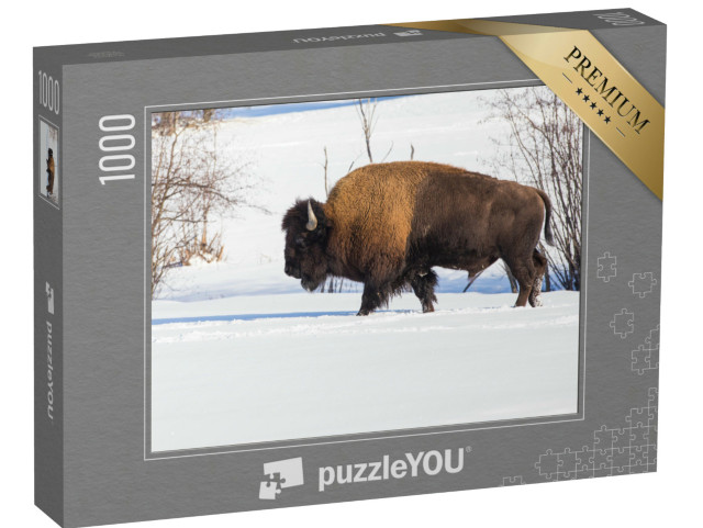 Puzzle 1000 Teile „Amerikanischer Bison inmitten der Winterlandschaft“