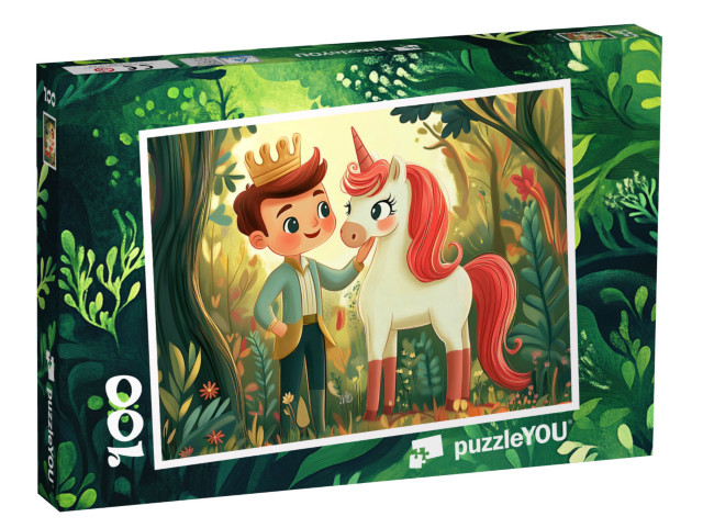 Puzzle 100 Teile „Der kleine Prinz und sein magisches Einhorn“