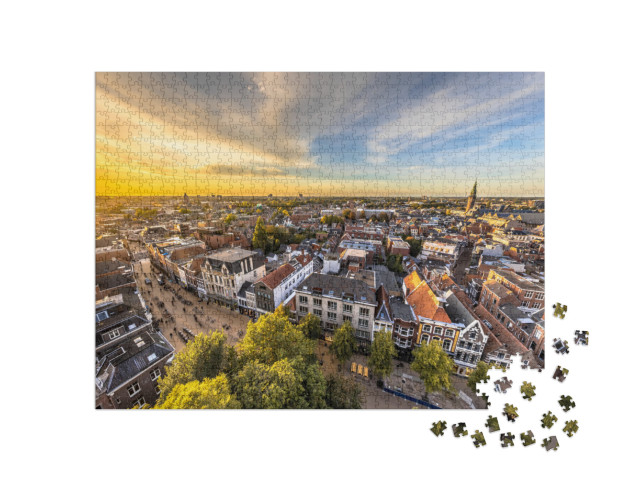 Puzzle 1000 Teile „Blick über das historische Stadtzentrum von Groningen, Niederlande“