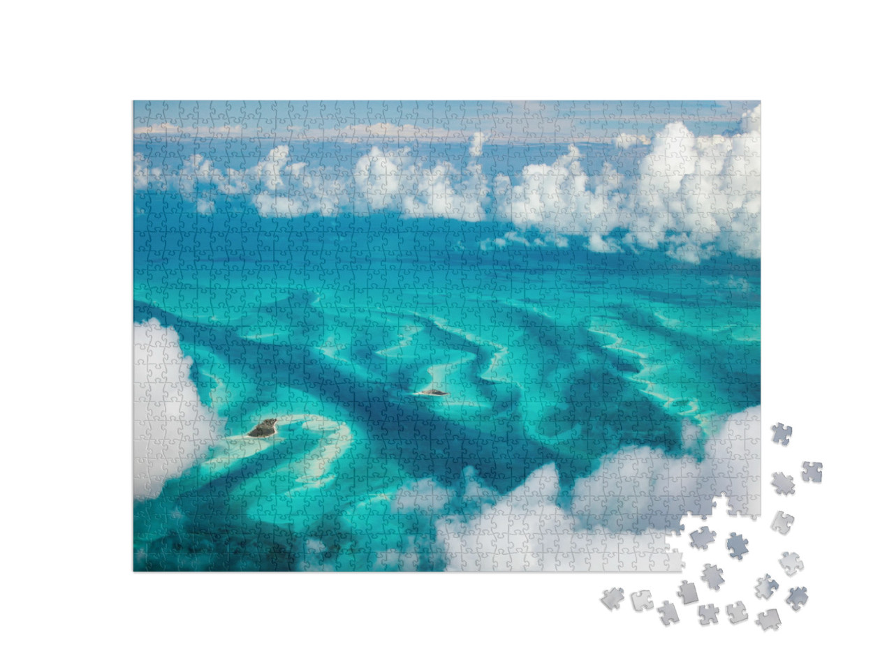 Puzzle 1000 Teile „Meerlandschaft über den Bahamas von oben“