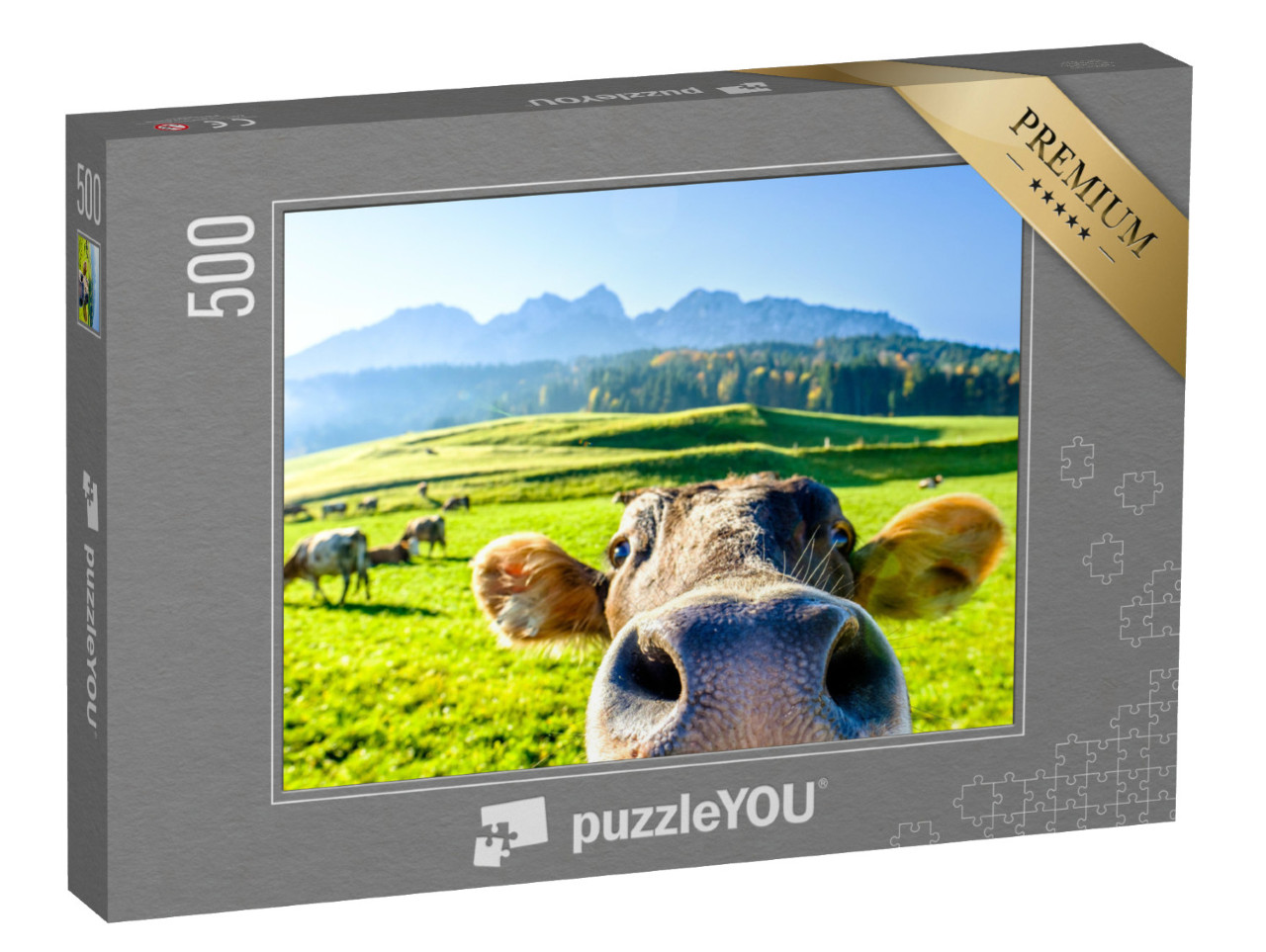 Puzzle 500 Teile „Neugierige Kuh“