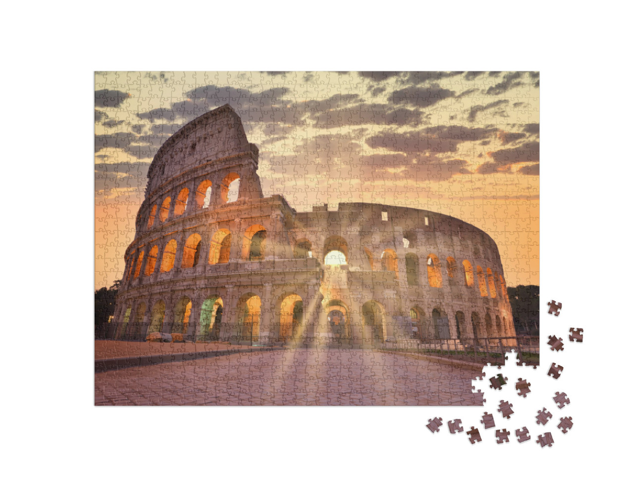 Puzzle 1000 Teile „Nachtansicht des Kolosseums in Rom, Italien“