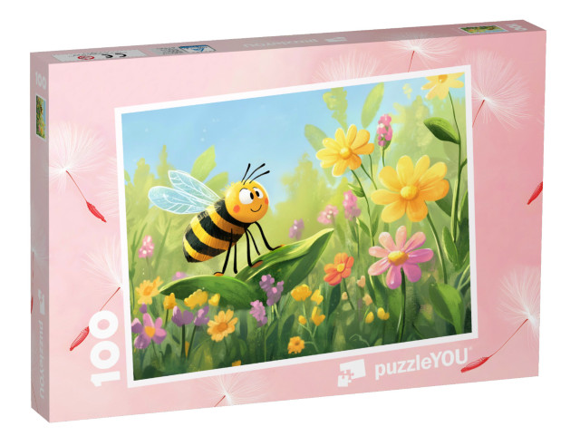 Puzzle 100 Teile „Die fleißige Biene auf der Frühlingswiese“