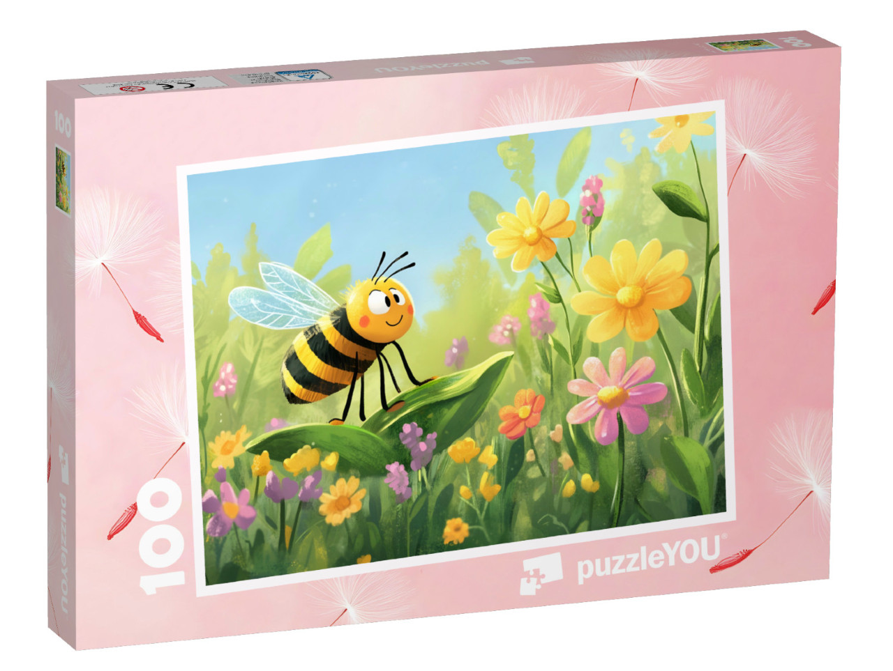 Puzzle 100 Teile „Die fleißige Biene auf der Frühlingswiese“