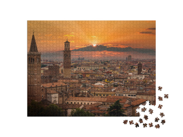 Puzzle 1000 Teile „Verona im Sonnenuntergang, Italien“