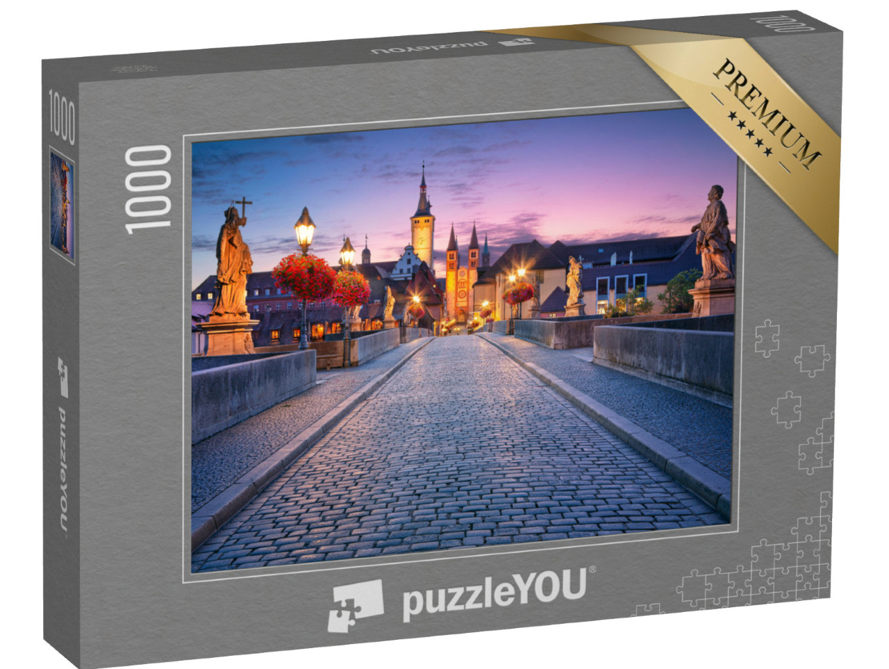 Puzzle 1000 Teile „Abend über der alten Mainbrücke in Würzburg, Deutschland“