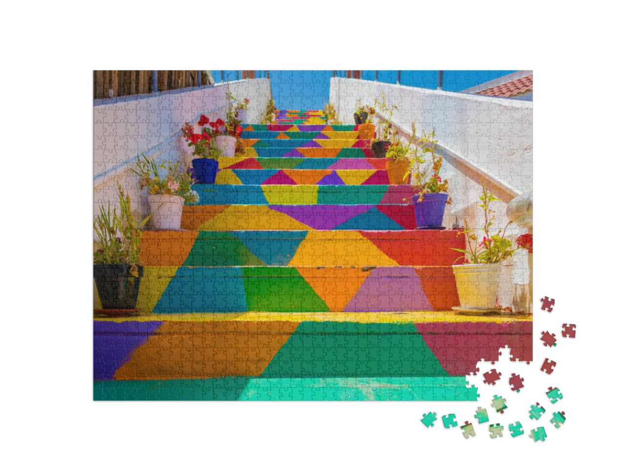 Puzzle 1000 Teile „Bunte Treppe in Tunis, Tunesien“