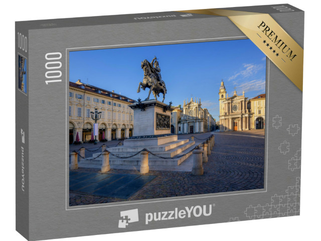 Puzzle 1000 Teile „Piazza San Carlo und das Bronzedenkmal von Emmanuel Philibert im Zentrum von Turin“