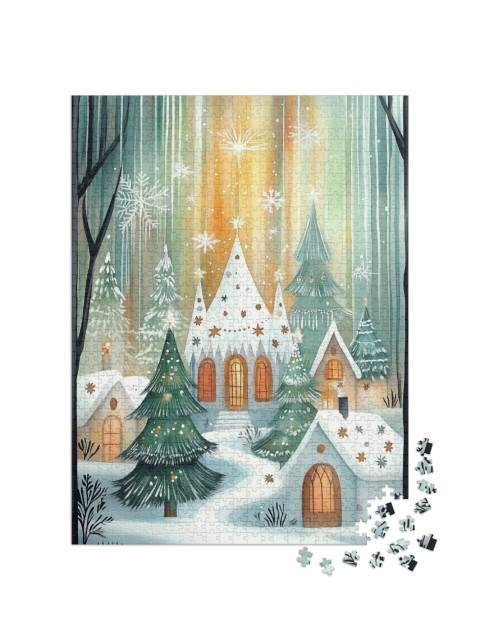 Puzzle 1000 Teile „Magisches Winterdorf“