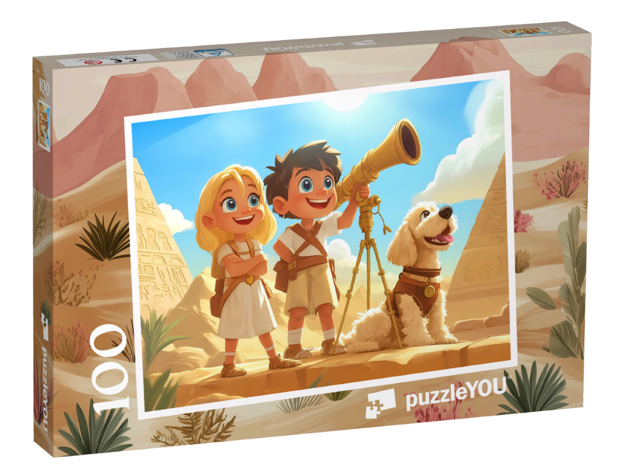 Puzzle 100 Teile „Leo und Mia auf Schatzsuche in Ägypten“