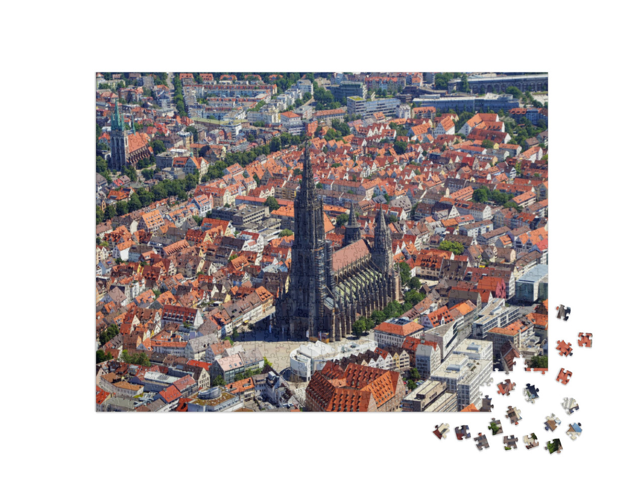 Puzzle 1000 Teile „Vogelperspektive: Ulmer Münster und Altstadt von Ulm“