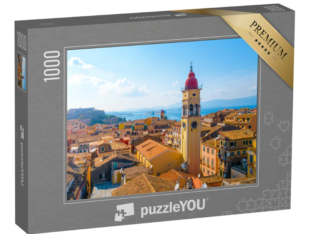 Puzzle 1000 Teile „Panoramablick auf Kerkyra, Hauptstadt der Insel Korfu, Griechenland“