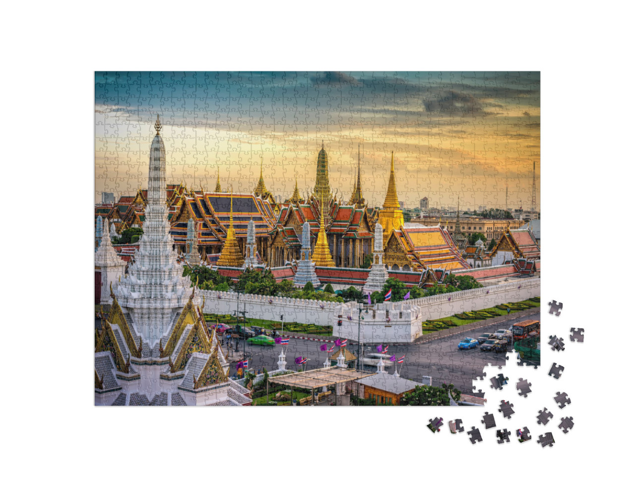 Puzzle 1000 Teile „Großer Palast bei Sonnenuntergang, Bangkok, Thailand“