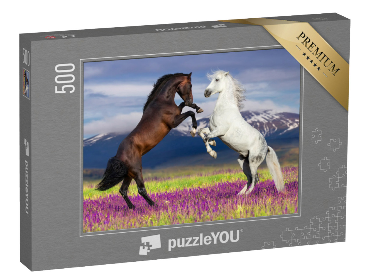 Puzzle 500 Teile „Wilde Schönheit: Zwei tanzende Pferde“