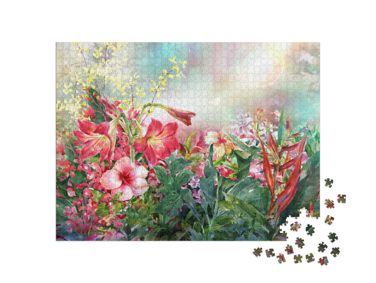 Puzzle 1000 Teile „Aquarell: Bouquet von bunten Blumen“