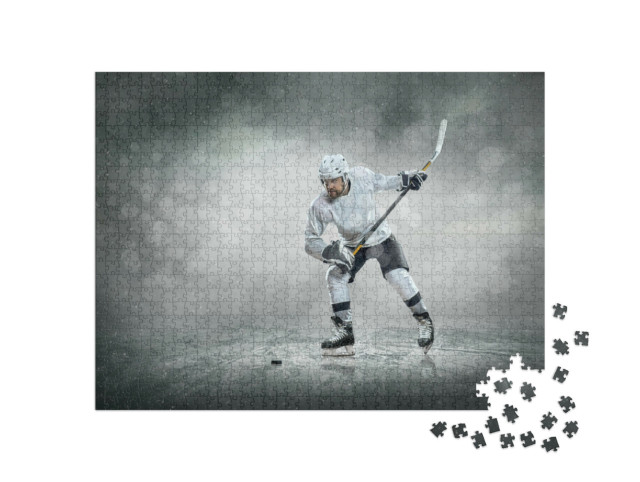 Puzzle 1000 Teile „Eishockeyspieler auf dem Eis im Freien“