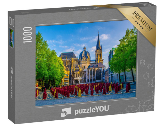 Puzzle 1000 Teile „Mein Karl: Ausstellung in Aachen vor dem Dom“