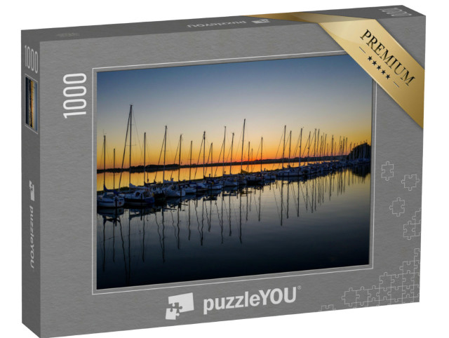 Puzzle 1000 Teile „Abend über dem Hafen von Fehmarn, Deutschland“
