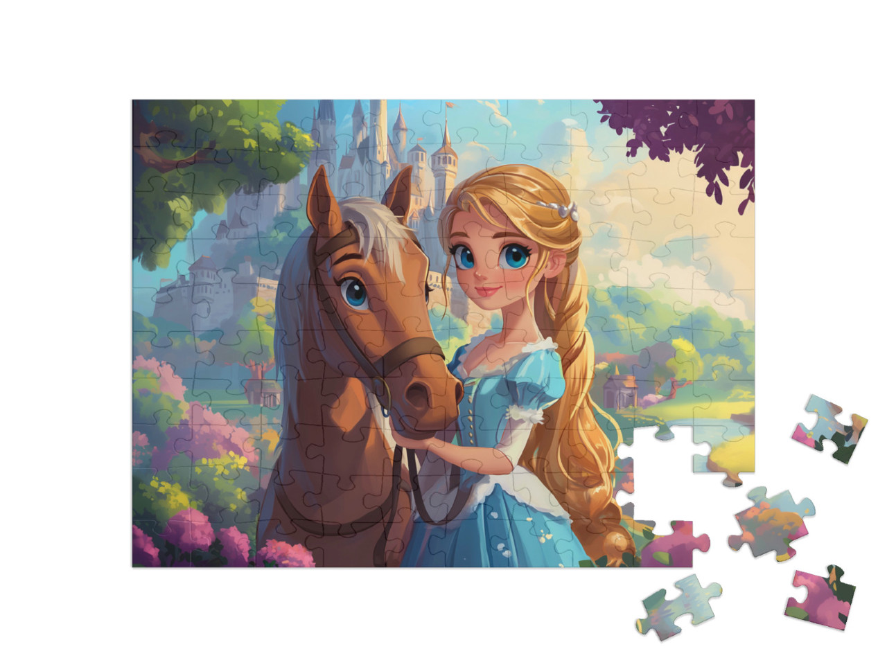 Puzzle 100 Teile „Prinzessin Pia und ihr Pony“