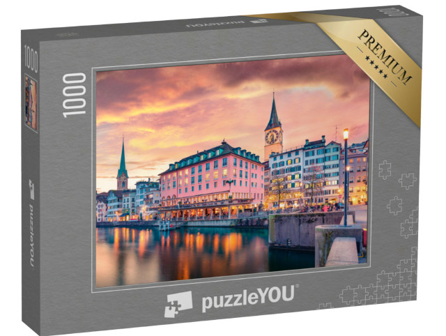 Puzzle 1000 Teile „Kirche Fraumünster in der Altstadt von Zürich, Schweiz“