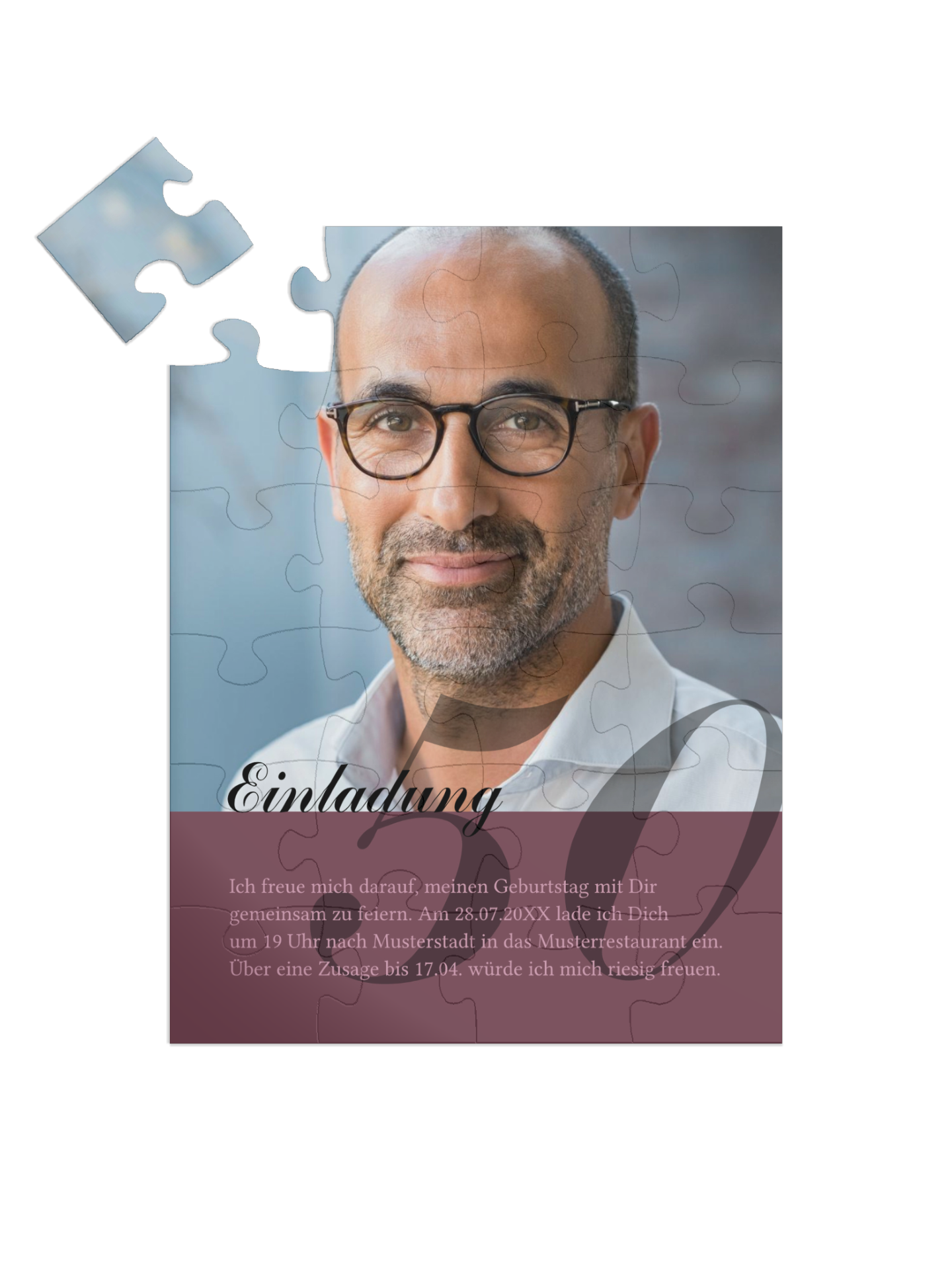 "Klarheit 50" in Hochformat bordeauxviolett