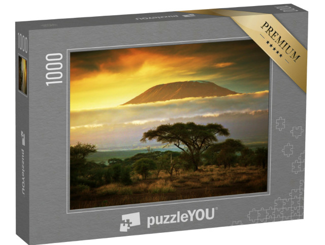 Puzzle 1000 Teile „Malerisch: Savanne und Wolken am Kilimanjaro in Amboseli, Kenia, Afrika“