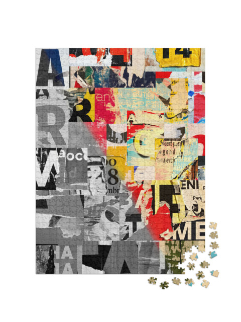 Puzzle 1000 Teile „Collage aus vielen Zahlen und Buchstabe“