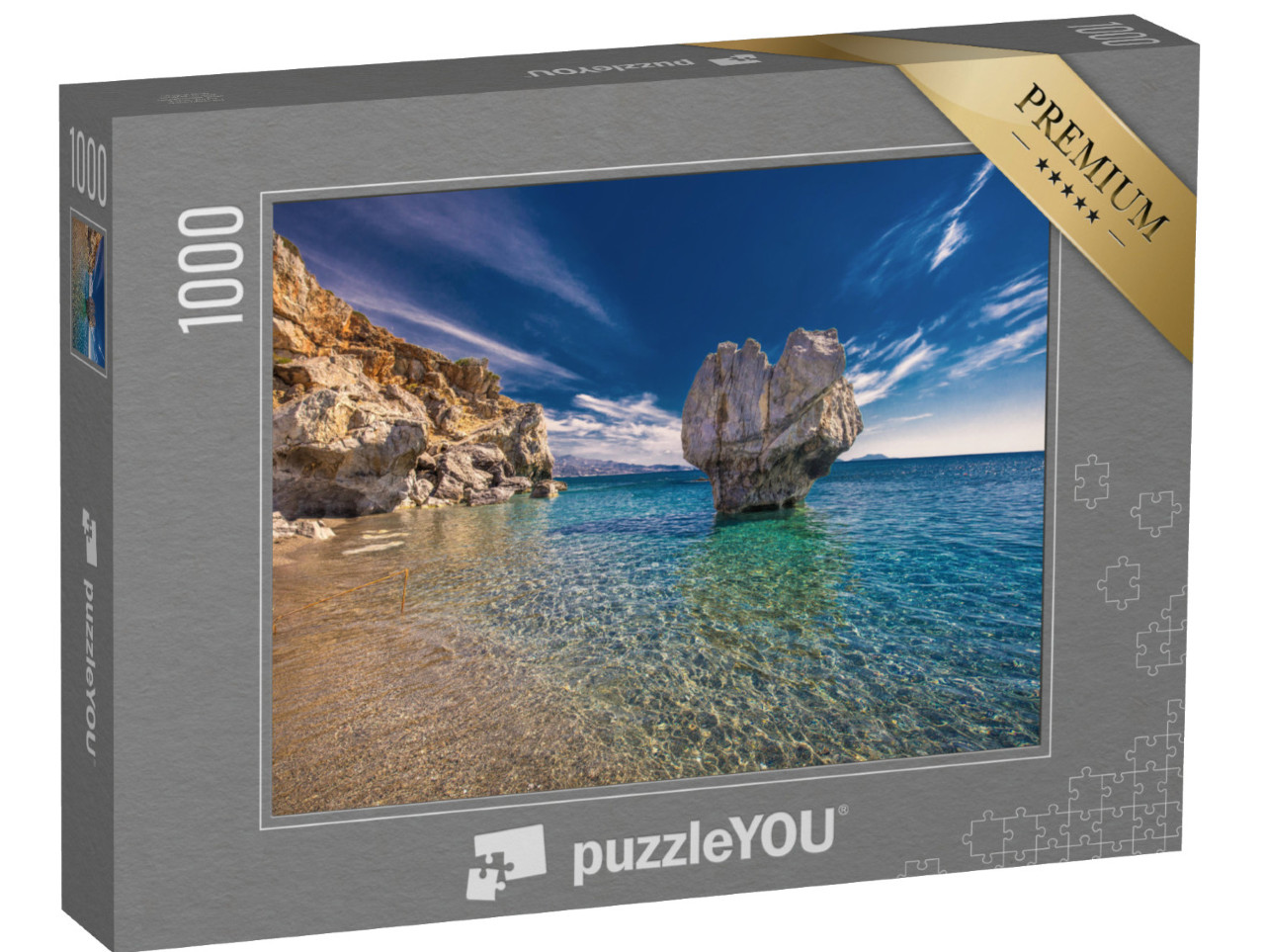 Puzzle 1000 Teile „Preveli: Strand auf der Insel Kreta mit azurblauem Wasser, Griechenland“