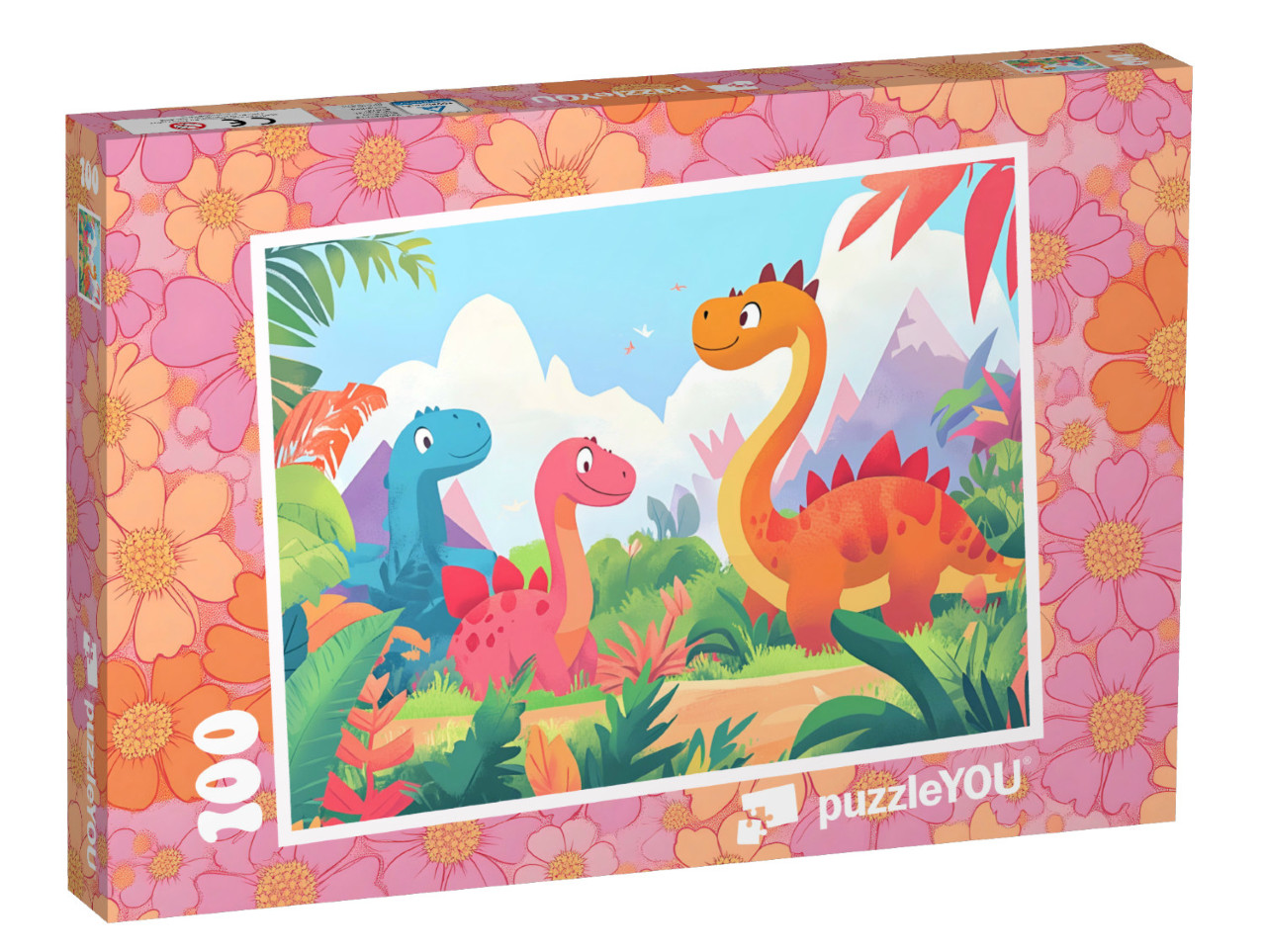 Puzzle 100 Teile „Fröhliche Dinos auf Entdeckungstour“