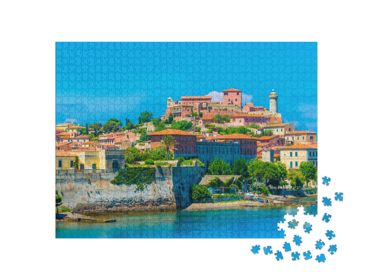 Puzzle 1000 Teile „Panoramablick über Portoferraio, Elba, Italien“